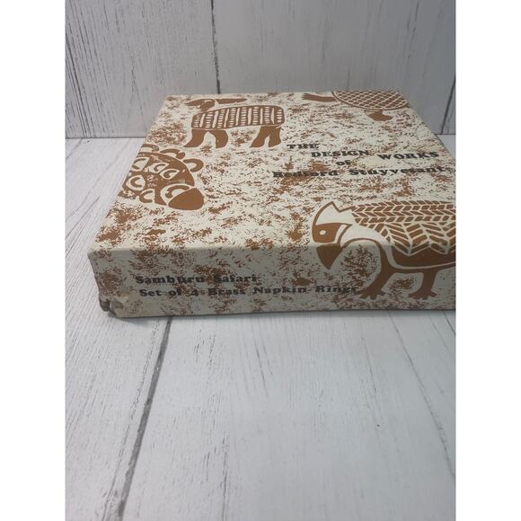 Samburu Safari Sigma Brass Animal Napkin Rings Set 4 Vtg Rare Bedford Stuyvesant - Picture 8 of 13